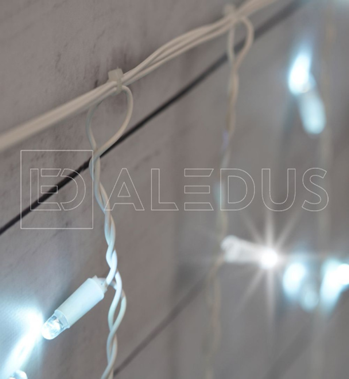 Электрогирлянда Бахрома ALEDUS 3x0.9 м, белый провод, ПВХ, белый, с мерцанием, арт. i-WP-3x0.9M-W/F