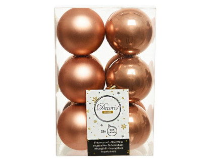 Набор пластиковых шаров Дивный 60 мм., миндальный, 12 шт., mix, Kaemingk, арт. 021842