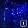 Светодиодная бахрома Rich LED, 3*0.5 м, влагозащитный колпачок, синяя, прозрачный провод, арт. RL-i3*0.5-CT/B