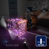 Светодиодная гирлянда Rich LED 10 м, 100 LED, 24В, соединяемая, влагозащитный колпачок, фиолетовая, белый провод, арт. RL-S10C-24V-CW/V