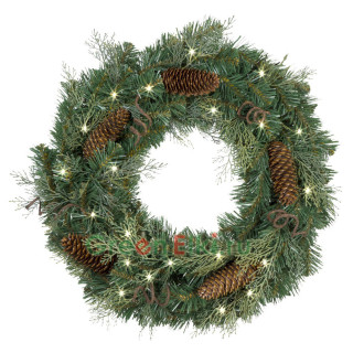 Рождественский венок Версаль 60 см., 30 теплых белых Led ламп, арт. 52038