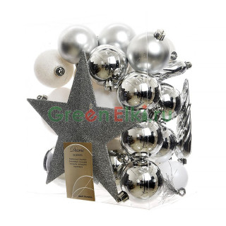 Набор елочных украшений Зимний Дуэт, 33 шт., белый, серебряный, KAEMINGK, арт. 023326