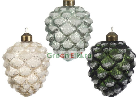 Набор игрушек на елку Стильные Шишки, стекло, 7х10 см., 12 шт., KAEMINGK, арт. 120004-шишки