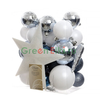 Набор елочных украшений Зимний Дуэт, 33 шт., белые, голубые KAEMINGK, арт. 157902