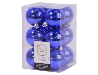 Набор пластиковых шаров 60 мм., королевский синий, глянцевые, 12 шт., Kaemingk, арт. 906419