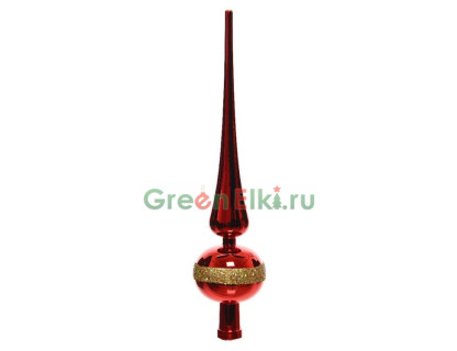 Елочная макушка Пояс Артемиды 25 см., красный, золото, глянцевая, глиттер, KAEMINGK, арт. 029036