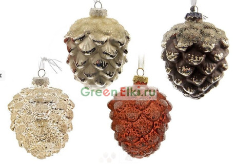 Набор игрушек на елку Стильные Шишки, стекло, 7х10 см., 12 шт., KAEMINGK, арт. 129517
