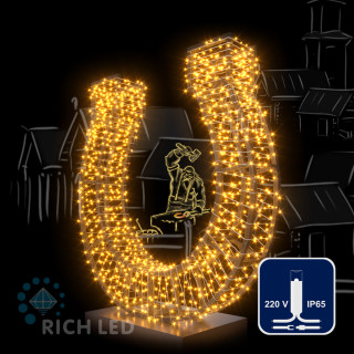 Светодиодная гирлянда Rich LED 10 м, 100 LED, 220 В, соединяемая, влагозащитный колпачок, желтая, белый провод, арт. RL-S10C-220V-CW/Y