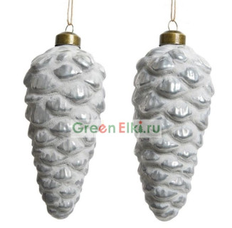 Набор игрушек на елку Зимние Шишки, стекло, 8 см., 2 шт., KAEMINGK, арт. 161638