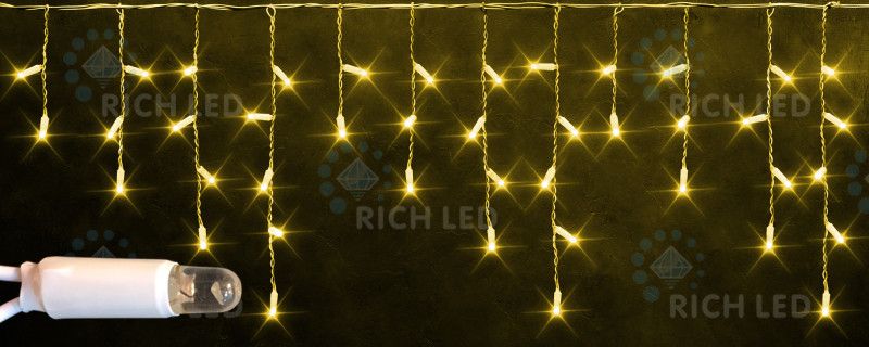 Светодиодная бахрома Rich LED, 3*0.5 м, желтая, белый резиновый провод, арт. RL-i3*0.5-RW/Y