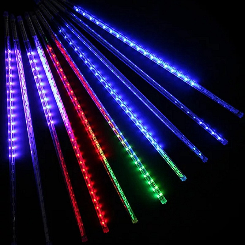 Тающие сосульки ALEDUS 50 см, 10 шт, белый провод, ПВХ, RGB, арт. MT-WP-10-50-M