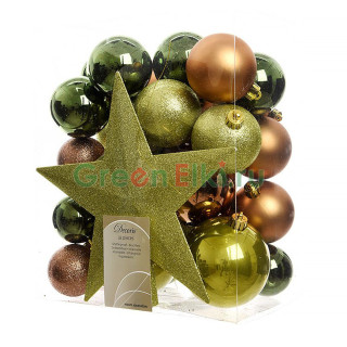 Набор украшений с макушкой Звездный наряд, 33 шт., оливковый, замша, сосновый, KAEMINGK, арт. 157904