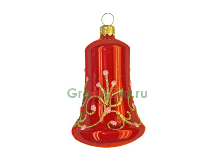 Елочное украшение Колокольчик Вьюнок 8,5 см., красный, Елочка, арт. С 1284-красный