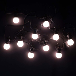 Светодиодная гирлянда Матовая колба 5 м, тепло белый, 24В, 10 LED, провод черный ПВХ, IP54, арт. BLL10M-11-1WW  21-021