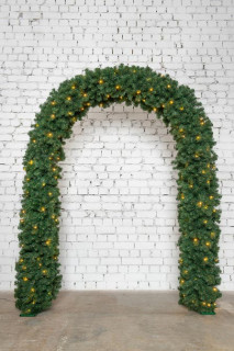 Хвойная арка Ларец Любви 2.4*1.6 м., зеленая, с тепло белыми Led, арт. 28007