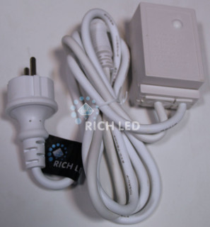 Блок питания Rich LED 1.5 м с кнопкой для мульти-занавесов, можно подключить до 3-х занавесов, арт. RL-Cn3-C-220