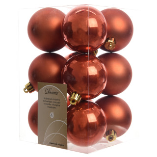 Набор пластиковых шаров Дивный 60 мм., терракотовый, 12 шт., mix, Kaemingk, арт. 167034