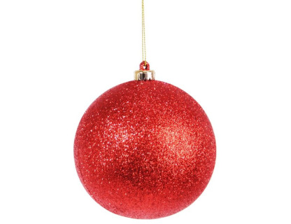 Пластиковый шар 100 мм, глиттер, красный, Морозко, арт. MA0004A-красный