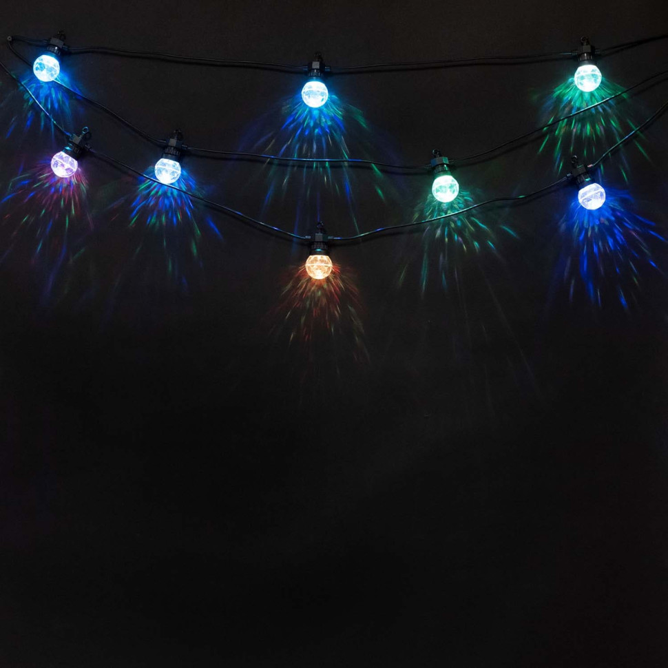 Светодиодная гирлянда Призма 5 м, мульти, 24В, 10 LED, провод черный ПВХ, IP54, арт. BLL10P-11-1M  21-022