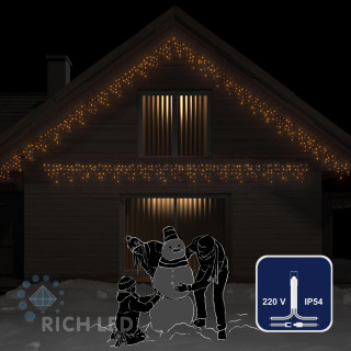 Светодиодная бахрома Rich LED, 3*0.5 м, желтая, мерцающая, прозрачный провод, арт. RL-i3*0.5F-T/Y