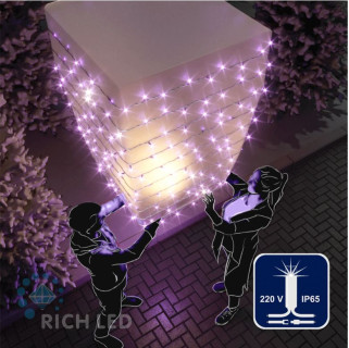 Светодиодная гирлянда Rich LED 10 м, 100 LED, 220 В, соединяемая, влагозащитный колпачок, фиолетовая, мерцающая, белый провод, арт. RL-S10CF-220V-CW/V