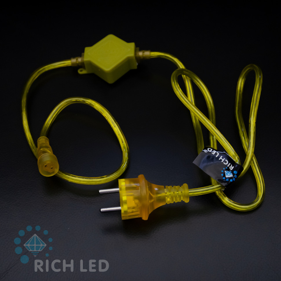 Блок питания универсальный для статичных и флэш изделий Rich LED, 2А, для соединения до 10 шт, провод золотой, 220 В, арт. RL-220AC/DC-2AF-Gd