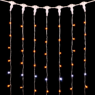 Светодиодный занавес, 2х2 м., прозр. пр., желтый,  мерцает белый диод, LaitCom, арт. PCL402BLW-10-2Y 01-181