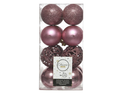 Набор пластиковых шаров Белль 60 мм., розовый бархат, 16 шт., Kaemingk, арт. 020890