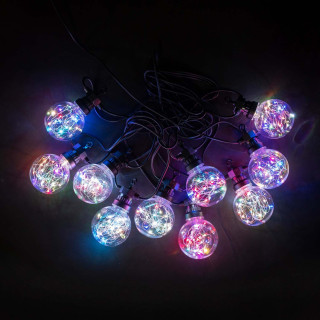 Светодиодная гирлянда Роса 5 м, мульти, 24В, 10 LED, провод черный ПВХ, IP54, арт. BLL10R-11-1RGB  21-023