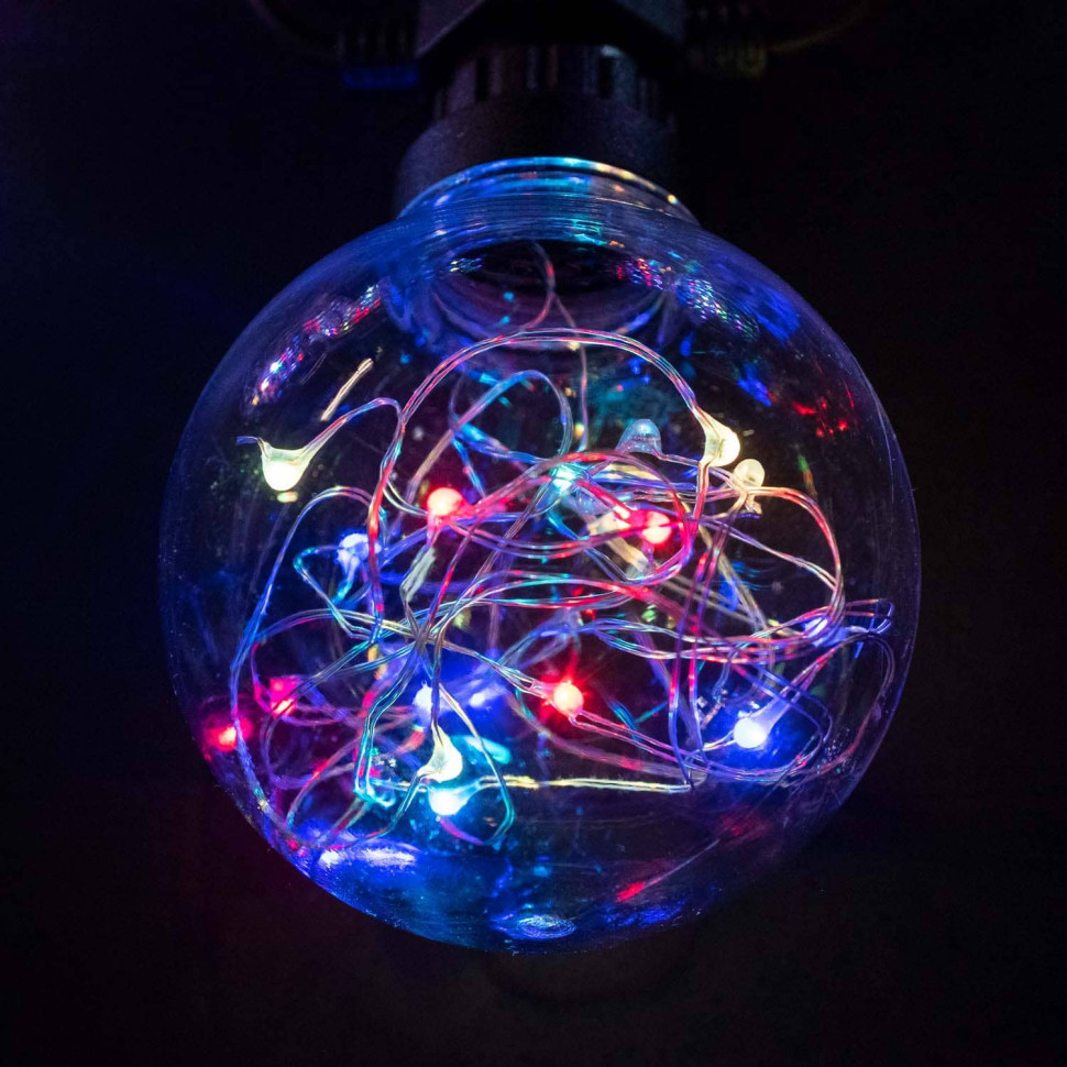 Светодиодная гирлянда Роса 5 м, мульти, 24В, 10 LED, провод черный ПВХ, IP54, арт. BLL10R-11-1RGB  21-023