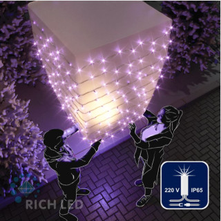 Светодиодная гирлянда Rich LED 10 м, 100 LED, 220 В, соединяемая, влагозащитный колпачок, фиолетовая, мерцающая, прозрачный провод, арт. RL-S10CF-220V-CT/V