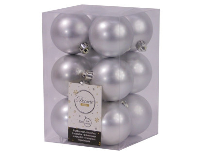 Набор пластиковых шаров Дивный 60 мм., серебрянный, 12 шт., матовые, Kaemingk, арт. 958002/021831m