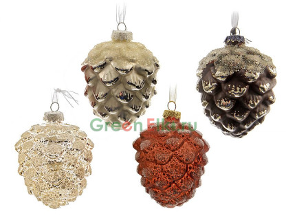 Набор ёлочных украшений Подарок от Белочки 100 мм., белый, серебро, черный, коричневый, 12 шт., Kaemingk, арт. 129517