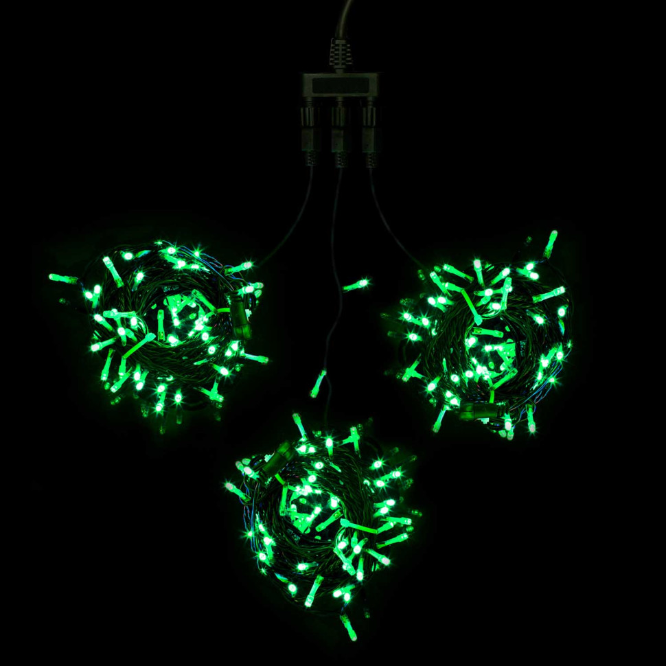 Комплект гирлянд, 5x20 м., 1000 LED-ламп, с мерцанием, черн. пр., зеленый, LaitCom, арт. KDD1000BLW-11-1G 03-096