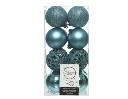Набор пластиковых шаров Белль 60 мм., бирюзовый, 16 шт., Kaemingk, арт. 020894