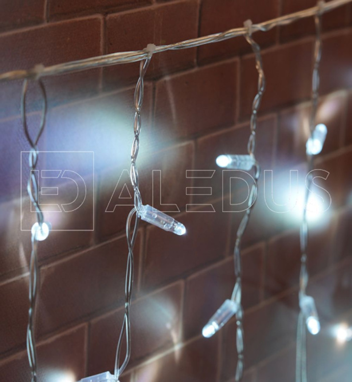 Электрогирлянда Бахрома ALEDUS 3x0.9 м, прозрачный провод, ПВХ, белый, арт. i-TP-3x0.9M-W
