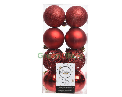 Набор пластиковых шаров Белль 60 мм., красный, 16 шт., Kaemingk, арт. 020852