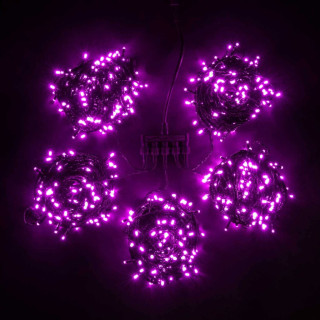 Комплект гирлянд, 5x20 м., 1000 LED-ламп, с мерцанием, черн. пр., розовый, LaitCom, арт. KDD1000BLW-11-1P 03-097