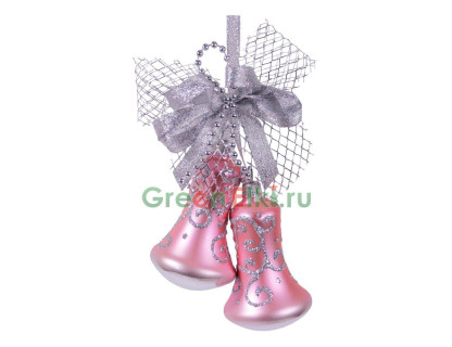 Елочное украшение колокольчики Дуэт 8,5 см., розовый, 2 шт., Елочка, арт. С 828-розовый