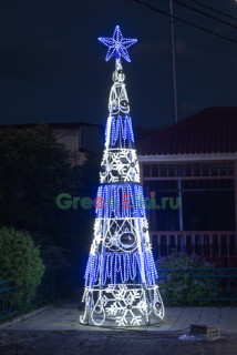 Светодиодная конструкция елка Снежинка, высота 4 м  