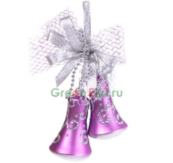 Елочное украшение колокольчики Дуэт 8,5 см., сиреневый, 2 шт., Елочка, арт. С 828-сиреневый