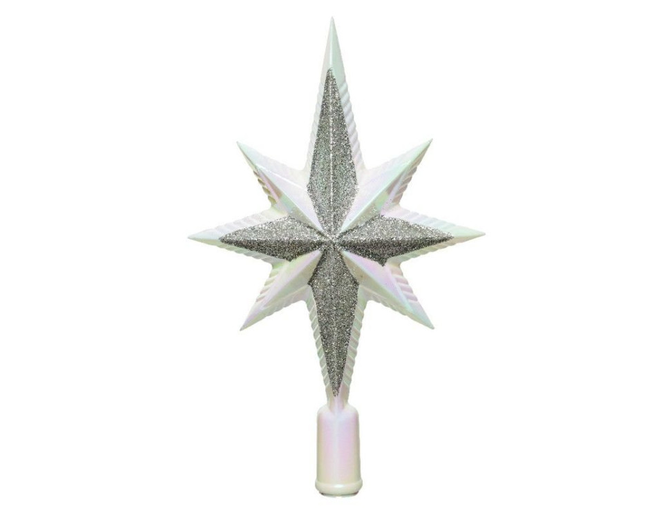 Верхушка Рождественская Звезда 25,5 см., белая, пластик, арт. 029175