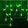 Светодиодная бахрома Rich LED, 3*0.5 м, зеленая, мерцающая, белый резиновый провод, арт. RL-i3*0.5F-RW/G