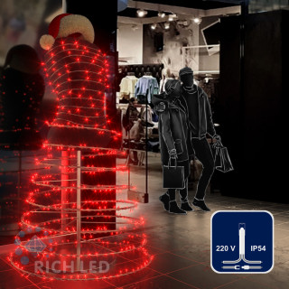 Светодиодная гирлянда Rich LED 10 м, 100 LED, 220 В, соединяемая, красная, прозрачный провод, арт. RL-S10C-220V-T/R
