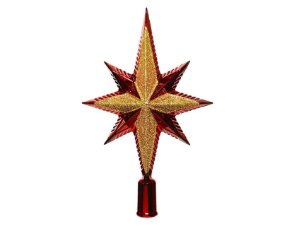 Верхушка Рождественская Звезда 25,5 см., бордовая, пластик, арт. 029174
