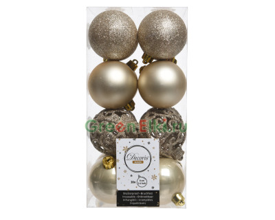 Набор пластиковых шаров Белль 60 мм., жемчужный, 16 шт., Kaemingk, арт. 167153