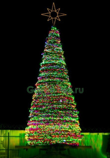 Ель каркасная светодинамическая Евро-2 5 м, ПВХ-пленка   