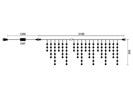 Электрогирлянда Бахрома, 3,1х0,5 м., прозр. пр., с мерцанием, зеленый, LaitCom, арт. PIL150BL-10-2G 02-041