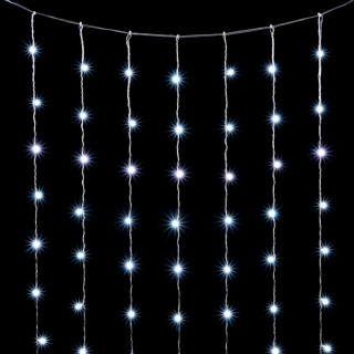 Светодиодный занавес, 2х2 м., без Т-коннектора, прозр. пр., белый, LaitCom, арт. PCL400NOT-10-2W 01-094