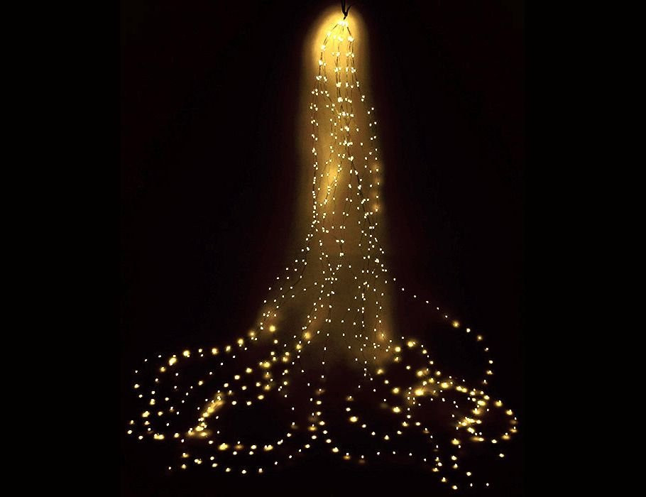 Электрогирлянда Звездный Ёлочный Дождик 16*2.4+5 м, 832 micro LED-огней, мерцание, тепло белый, Kaemingk, арт. 496144